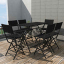 vidaXL 7-Piece Garden Dining Set Foldable Steel Poly Rattan Brown