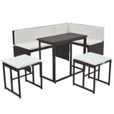 vidaXL 5-delige Tuinset staal poly rattan bruin