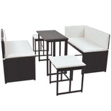 vidaXL 5-delige Tuinset staal poly rattan bruin