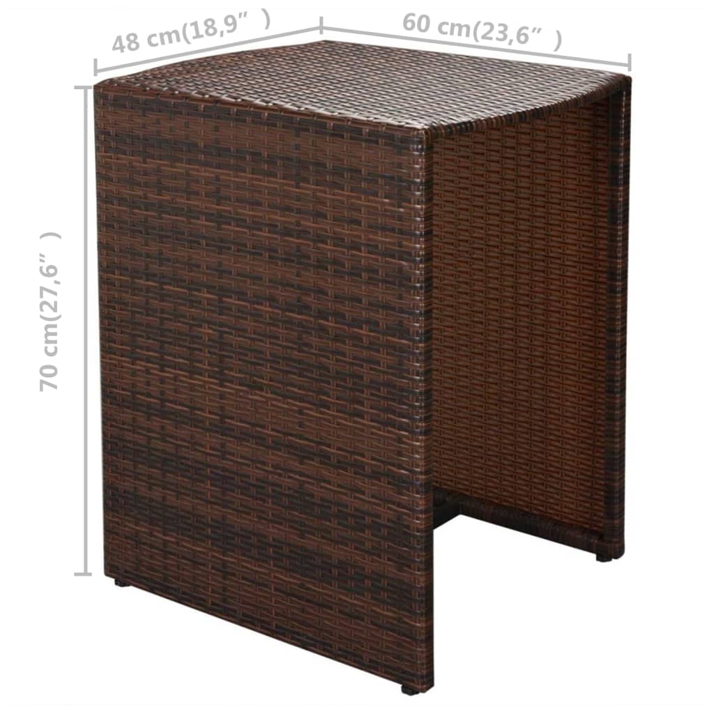 vidaXL 3-delige Bistroset met kussens poly rattan bruin