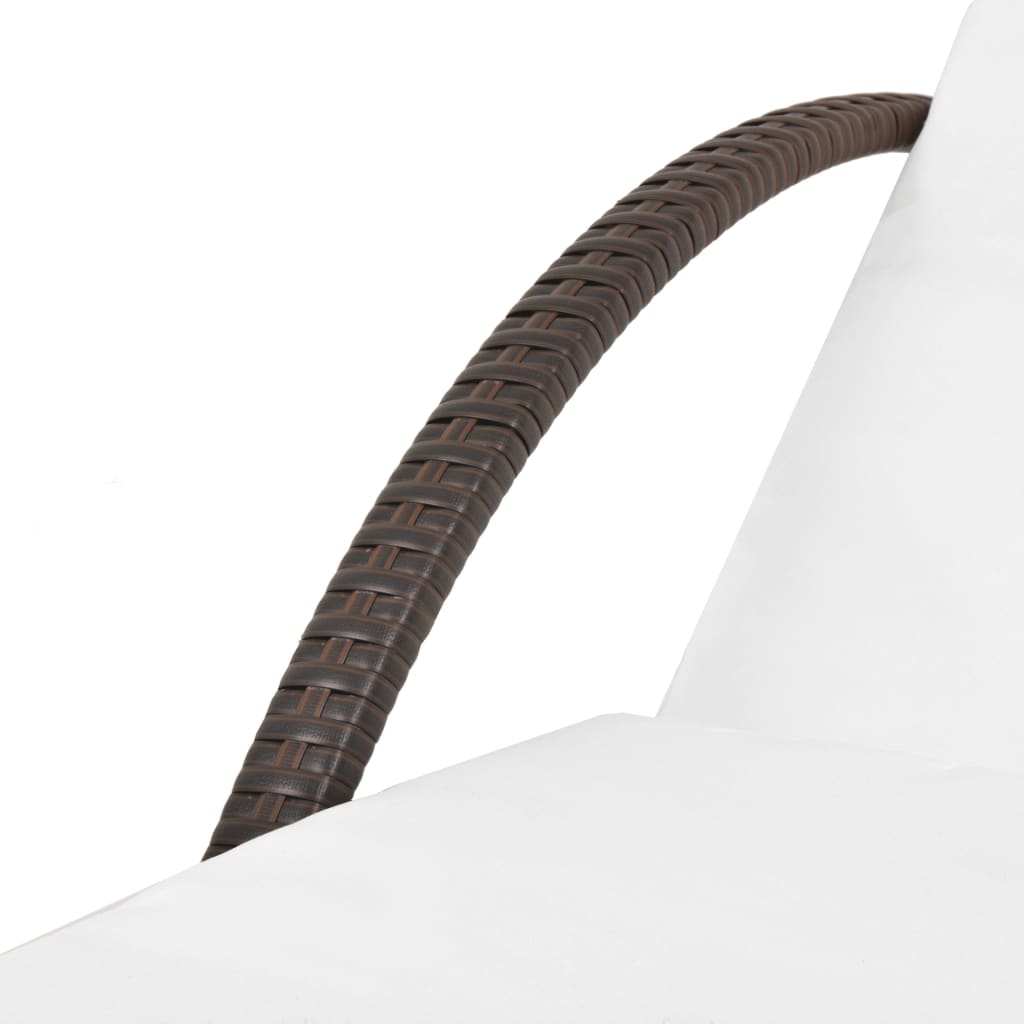 vidaXL Ligbed met kussen poly rattan bruin