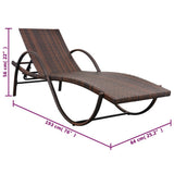 vidaXL Ligbed met kussen poly rattan bruin