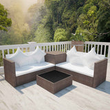 vidaXL 4-Piece Lounge Set with Cushions Poly Rattan Grey