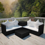 vidaXL 4-Piece Lounge Set with Cushions Poly Rattan Grey