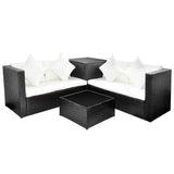 vidaXL 4-Piece Lounge Set with Cushions Poly Rattan Grey