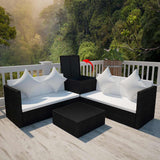 vidaXL 4-Piece Lounge Set with Cushions Poly Rattan Grey