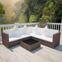 vidaXL 4-delige Loungeset met kussens poly rattan grijs