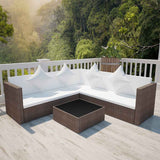 vidaXL 4-delige Loungeset met kussens poly rattan grijs