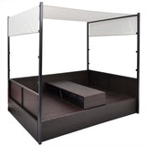 vidaXL Tuinbed met luifel 190x130 cm poly rattan bruin