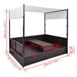 vidaXL Tuinbed met luifel 190x130 cm poly rattan bruin