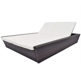 vidaXL Lounge Bed with Cushion Poly Rattan Brown