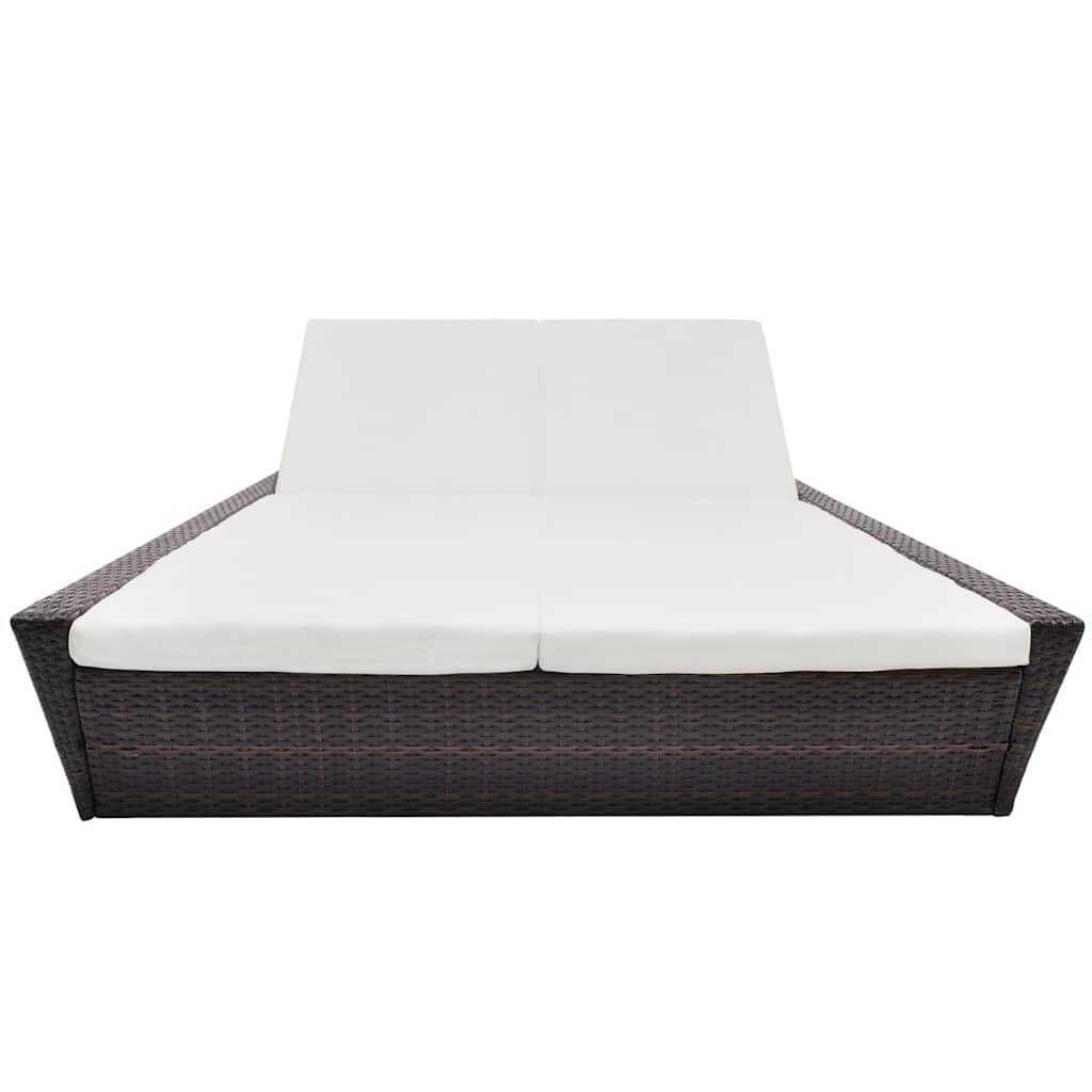 vidaXL Lounge Bed with Cushion Poly Rattan Brown