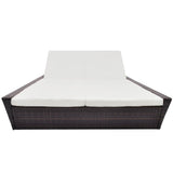 vidaXL Lounge Bed with Cushion Poly Rattan Brown