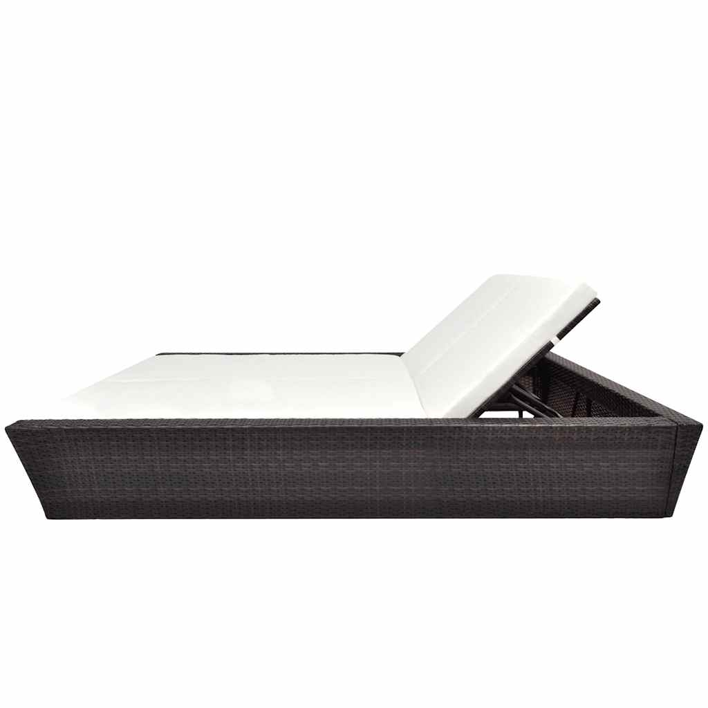 vidaXL Lounge Bed with Cushion Poly Rattan Brown