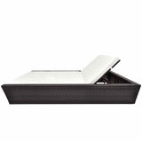 vidaXL Lounge Bed with Cushion Poly Rattan Brown