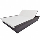 vidaXL Lounge Bed with Cushion Poly Rattan Brown