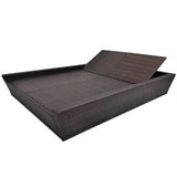 vidaXL Lounge Bed with Cushion Poly Rattan Brown
