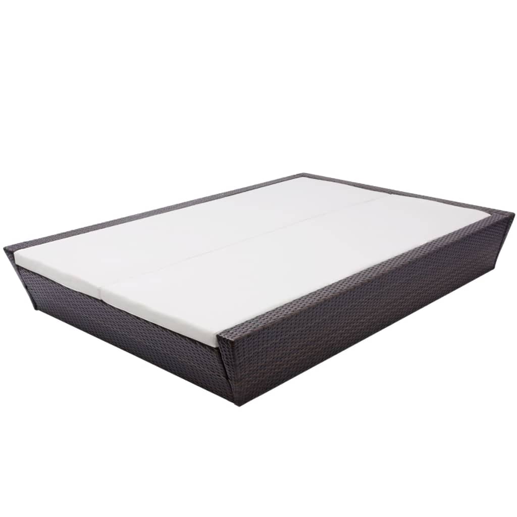 vidaXL Lounge Bed with Cushion Poly Rattan Brown