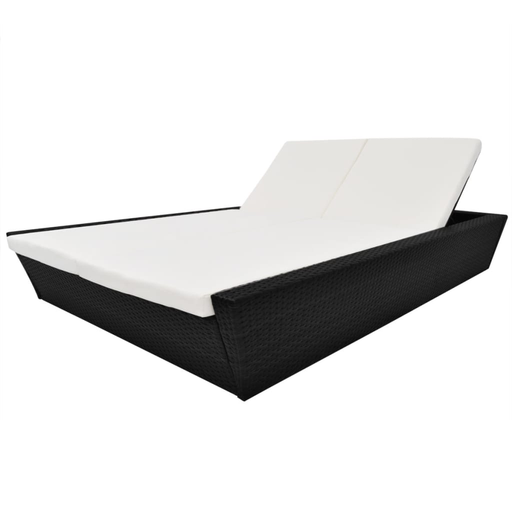 vidaXL Lounge Bed with Cushion Poly Rattan Brown