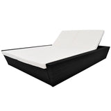 vidaXL Lounge Bed with Cushion Poly Rattan Brown