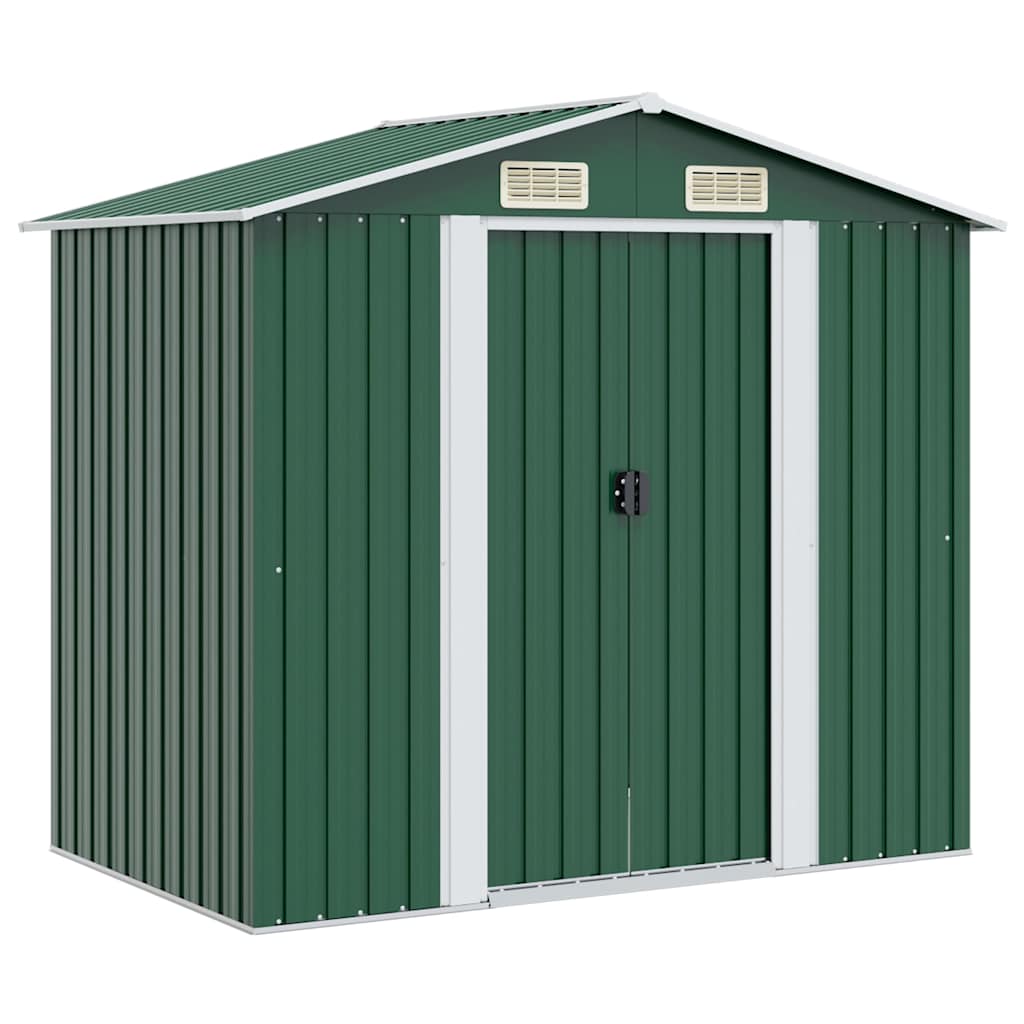 vidaXL Garden Shed 204x132x186 cm Metal Green