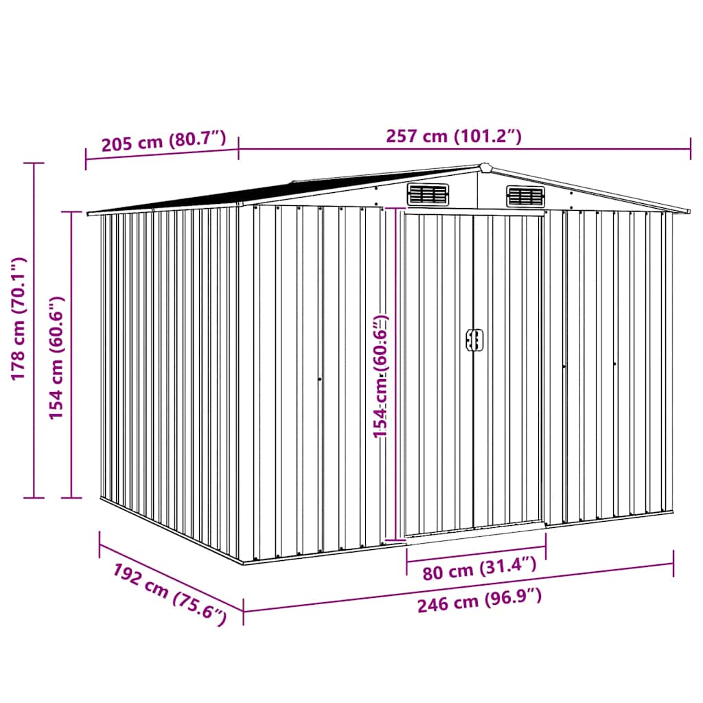 vidaXL Tuinberging 257x205x178 cm metaal grijs