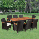vidaXL 3-delige Tuinset met kussens poly rattan zwart