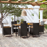 vidaXL 3-delige Tuinset met kussens poly rattan zwart