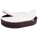 vidaXL Lounge Bed with Cushion Poly Rattan Brown