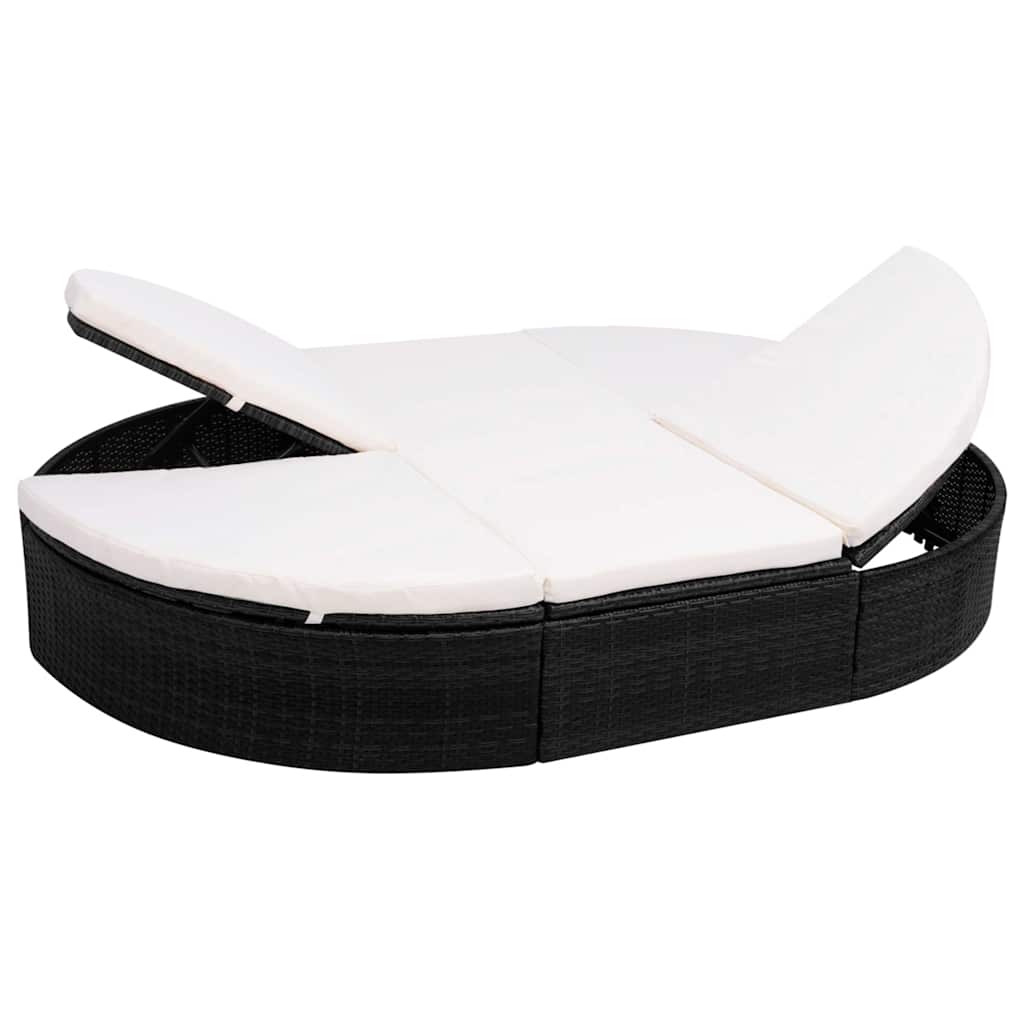 vidaXL Lounge Bed with Cushion Poly Rattan Brown