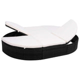 vidaXL Lounge Bed with Cushion Poly Rattan Brown