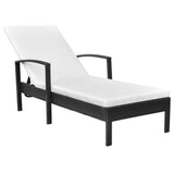 vidaXL Ligbed met kussen poly rattan bruin