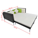 vidaXL 4-delige Loungeset met kussens poly rattan zwart