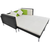 vidaXL 4-delige Loungeset met kussens poly rattan zwart