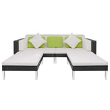 vidaXL 4-delige Loungeset met kussens poly rattan zwart