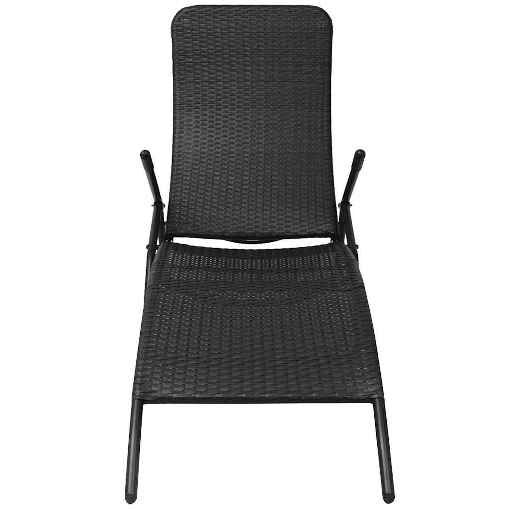 vidaXL Foldable Sun Lounger Polyrattan Black