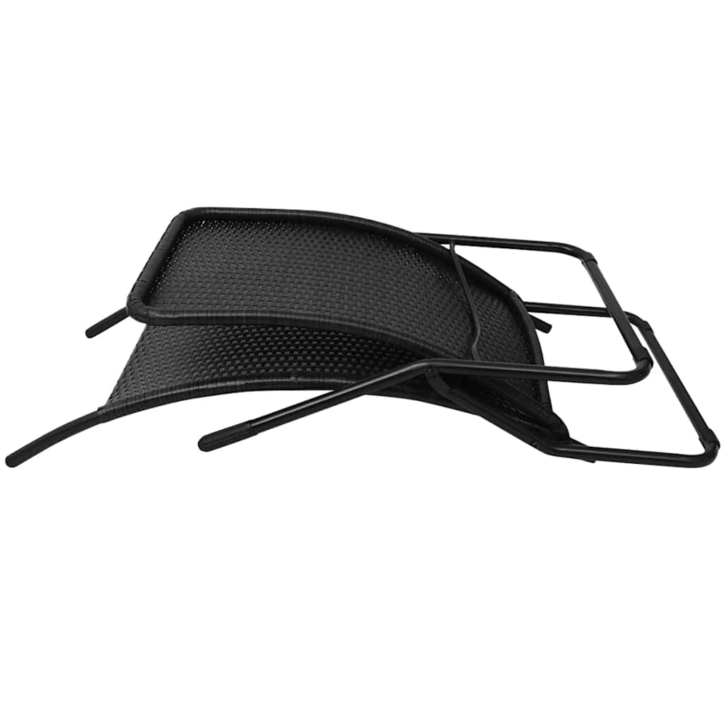 vidaXL Foldable Sun Lounger Polyrattan Black
