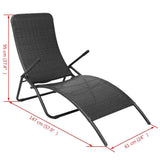 vidaXL Foldable Sun Lounger Polyrattan Black