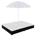 vidaXL Loungebed met parasol poly rattan bruin