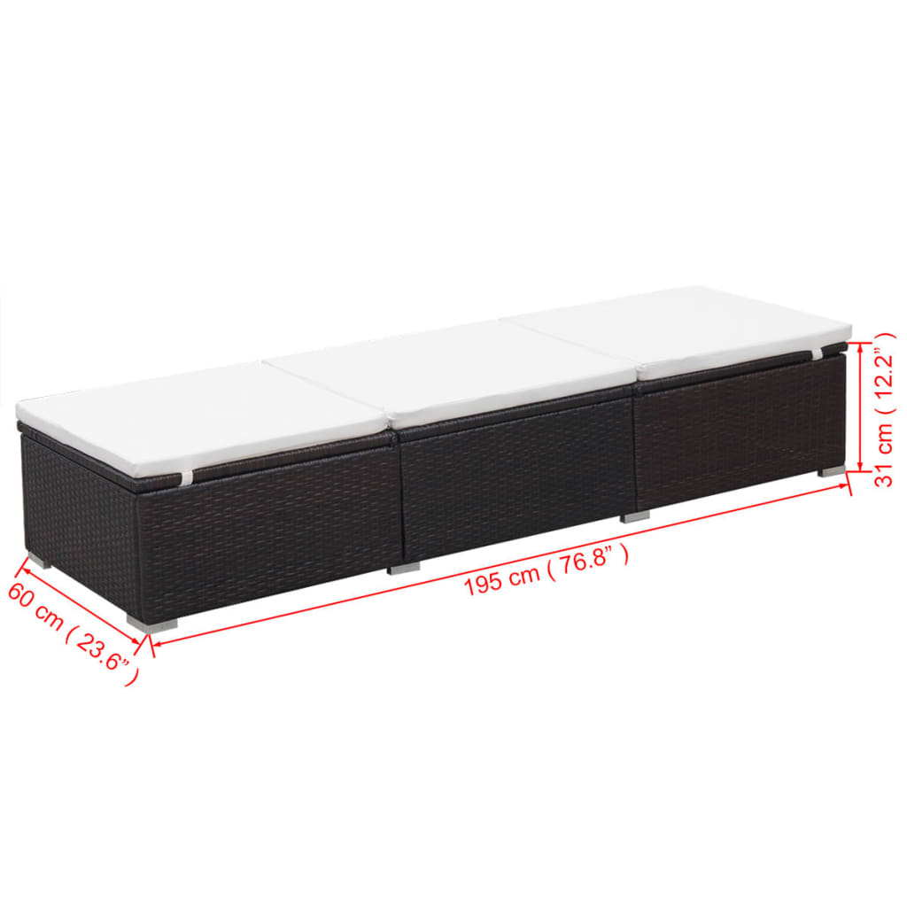 vidaXL Ligbedden 2 st met tafel poly rattan bruin