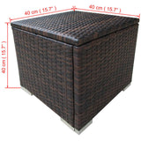 vidaXL Ligbedden 2 st met tafel poly rattan bruin