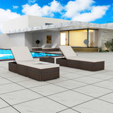 vidaXL Ligbedden 2 st met tafel poly rattan bruin