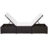 vidaXL Ligbedden 2 st met tafel poly rattan bruin