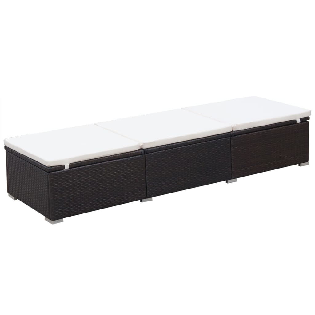 vidaXL Ligbedden 2 st met tafel poly rattan bruin