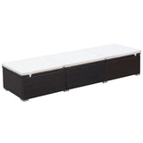 vidaXL Ligbedden 2 st met tafel poly rattan bruin