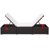 vidaXL Ligbedden 2 st met tafel poly rattan bruin