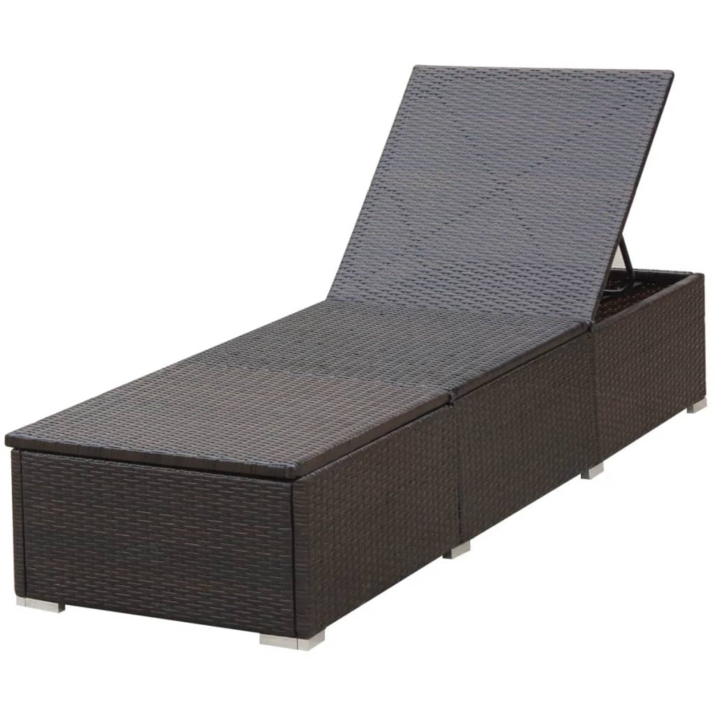vidaXL Ligbedden 2 st met tafel poly rattan bruin
