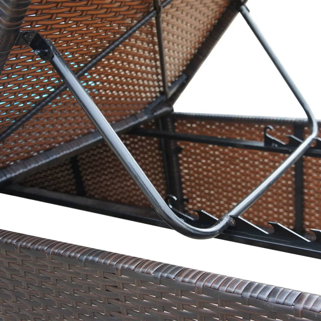 vidaXL Ligbedden 2 st met tafel poly rattan bruin