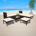 vidaXL 6-delige Loungeset met kussens poly rattan grijs