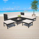 vidaXL 6-delige Loungeset met kussens poly rattan grijs
